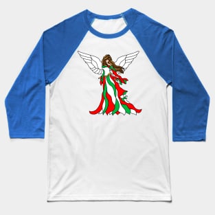 Stained Glass Italian Christmas Angel Princess Baseball T-Shirt